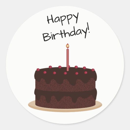 Happy Birthday Chocolate Cake Ronde Sticker (Voorkant)