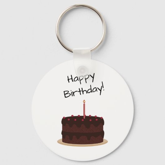 Happy Birthday Chocolate Cake Sleutelhanger (Voorkant)