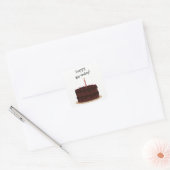 Happy Birthday Chocolate Cake Square Sticker (Envelop)