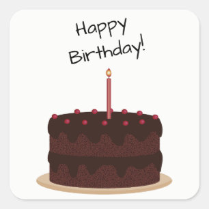 Happy Birthday Chocolate Cake Square Sticker