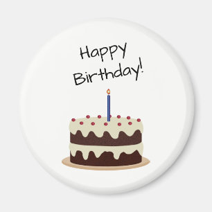 Happy Birthday Chocolate en Vanilla Cake Magneet