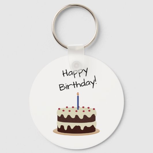 Happy Birthday Chocolate en Vanilla Cake Sleutelhanger (Voorkant)