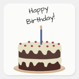 Happy Birthday Chocolate en Vanilla Cake Sticker