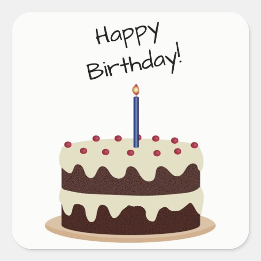 Happy Birthday Chocolate en Vanilla Cake Sticker (Voorkant)
