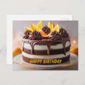 Happy Birthday Chocolate Orange Fruit Cake Briefkaart (Voorkant / Achterkant)