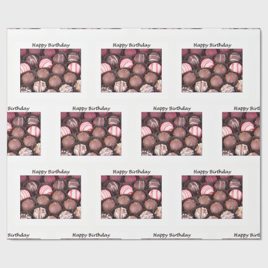 Happy Birthday Chocolate Truffles Wrapping Paper Cadeaupapier (Vlak)
