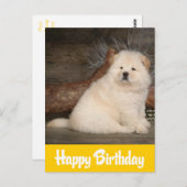 Happy Birthday Chow Chow Puppy Dog Geel Briefkaart (Voorkant / Achterkant)