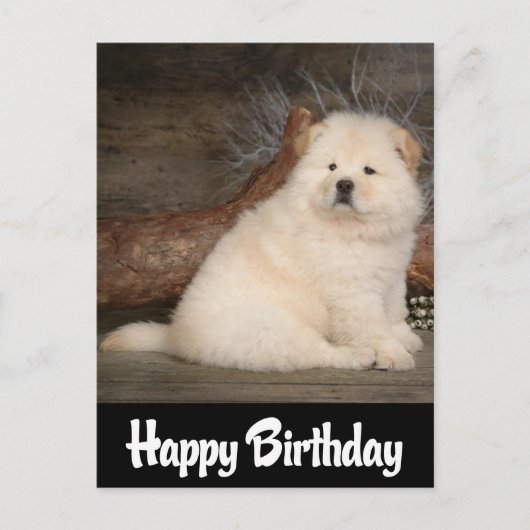Happy Birthday Chow Chow Puppy Dog Zwart Briefkaar Briefkaart (Voorkant)