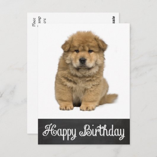 Happy Birthday Chow Chow Puppy schoolbord Briefkaa Briefkaart (Voorkant / Achterkant)