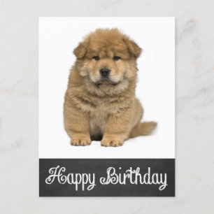 Happy Birthday Chow Puppy Chalkboard Briefkaart