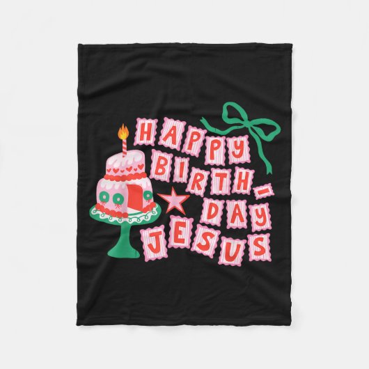 Happy Birthday Christian Jesus Christmas Preppy Bd Fleece Deken (Voorkant)