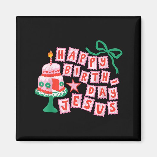 Happy Birthday Christian Jesus Christmas Preppy Bd Magneet (Voorkant)