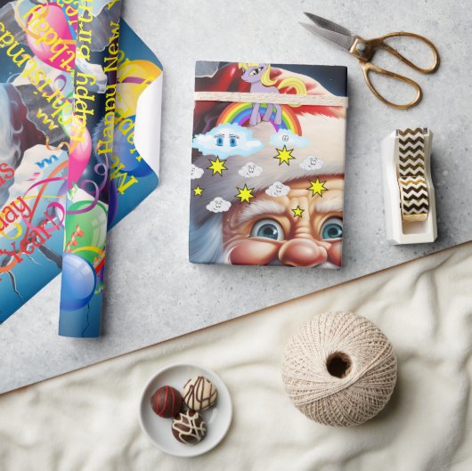 Happy Birthday Christmas Unicorn Wrapping Paper Cadeaupapier (Crafts)
