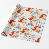Happy Birthday Christmas Unicorn Wrapping Paper Cadeaupapier (Uitgerold)