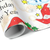 Happy Birthday Christmas Unicorn Wrapping Paper Cadeaupapier (Rol Hoek)