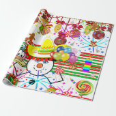 Happy Birthday Christmas Wrapping Paper Cadeaupapier (Uitgerold)