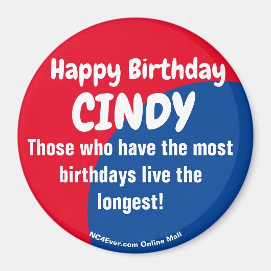 Happy Birthday CINDY Magnet (Voorkant)