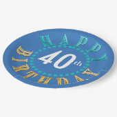 Happy Birthday Circle of Stars Blue ID527 Papieren Bordje (Gekanteld)