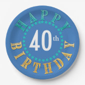 Happy Birthday Circle of Stars Blue ID527 Papieren Bordje (Voorkant)