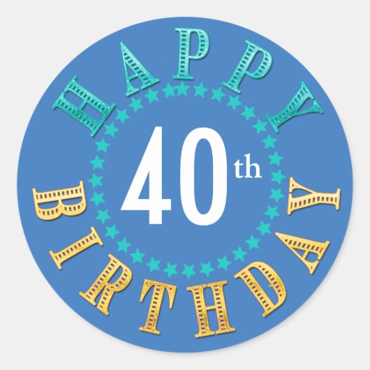 Happy Birthday Circle of Stars Blue ID527 Ronde Sticker (Voorkant)