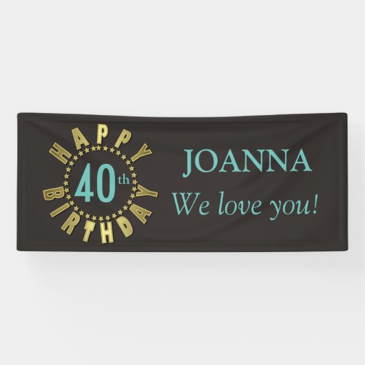 Happy Birthday Circle of Stars Gold GHBX Spandoek (Horizontaal)