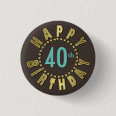 Happy Birthday Circle of Stars Gold ID527 Ronde Button 3,2 Cm (Voorkant)