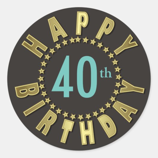 Happy Birthday Circle of Stars Gold ID527 Ronde Sticker (Voorkant)