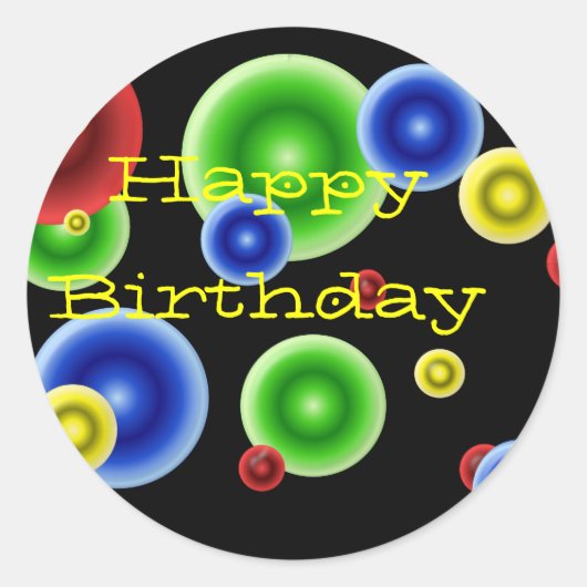 Happy Birthday Circles Ronde Sticker (Voorkant)