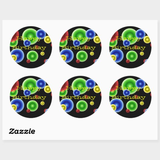 Happy Birthday Circles Ronde Sticker (Vel)
