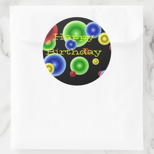 Happy Birthday Circles Ronde Sticker (Tas)