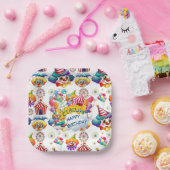 Happy Birthday Circus Clowns Papieren Bordje (Feest)