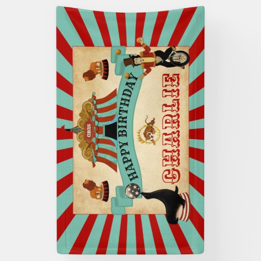 Happy Birthday Circus Party Banner Table Backdrop (Verticaal)
