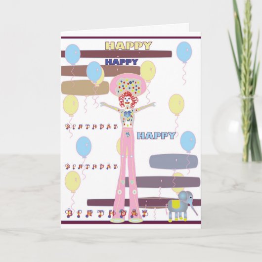 Happy Birthday Circus Style Kaart (Voorkant)
