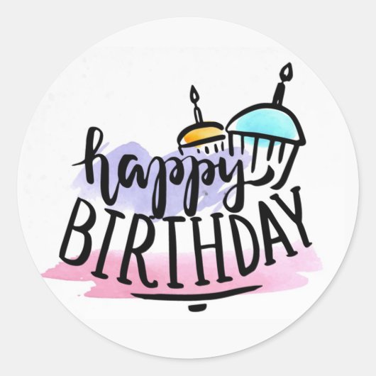 Happy Birthday Classic Round Sticker (Voorkant)