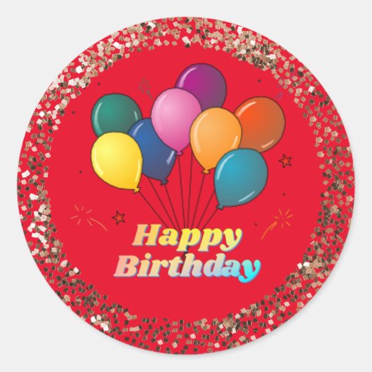 Happy Birthday Classic Round Sticker (Voorkant)