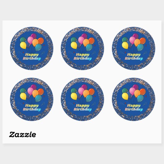 Happy Birthday Classic Round Sticker (Vel)