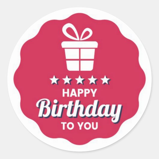 Happy Birthday Classic Round Sticker (Voorkant)