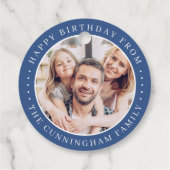 Happy Birthday Classic Simple Family Foto Bedankjes Labels (Achterkant)