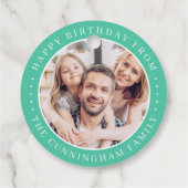 Happy Birthday Classic Simple Family Foto Bedankjes Labels (Achterkant)