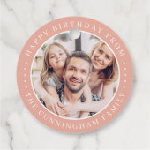 Happy Birthday Classic Simple Family Foto Bedankjes Labels (Achterkant)