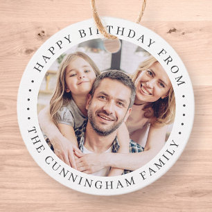 Happy Birthday Classic Simple Family Foto Bedankjes Labels
