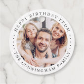 Happy Birthday Classic Simple Family Foto Bedankjes Labels (Achterkant)