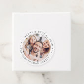 Happy Birthday Classic Simple Family Foto Bedankjes Labels (In situ)