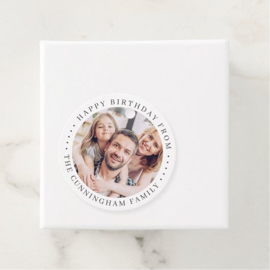 Happy Birthday Classic Simple Family Foto Bedankjes Labels (In situ)