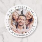 Happy Birthday Classic Simple Family Foto Bedankjes Labels (Voorkant)