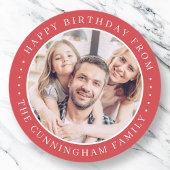 Happy Birthday Classic Simple Family Foto Ronde Sticker