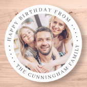 Happy Birthday Classic Simple Family Foto Ronde Sticker