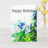 *~* Happy Birthday Clematis Blue Flower aanpassen Kaart (Gele Bloem)