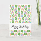 Happy Birthday Clovers and Rainbows Pattern Feestdagen Kaart (Voorkant)