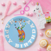 Happy Birthday Clown and dog juggler Papieren Bordje (Feest)